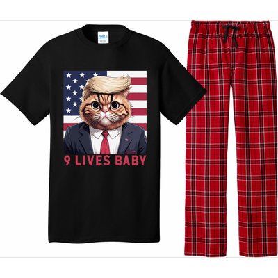 9 Lives Baby Funny Cat Trump Nine Lives Cat In Suite Pajama Set