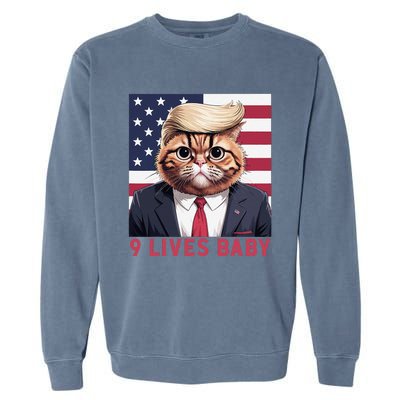 9 Lives Baby Funny Cat Trump Nine Lives Cat In Suite Garment-Dyed Sweatshirt