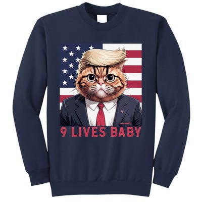 9 Lives Baby Funny Cat Trump Nine Lives Cat In Suite Sweatshirt