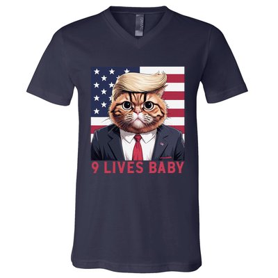 9 Lives Baby Funny Cat Trump Nine Lives Cat In Suite V-Neck T-Shirt