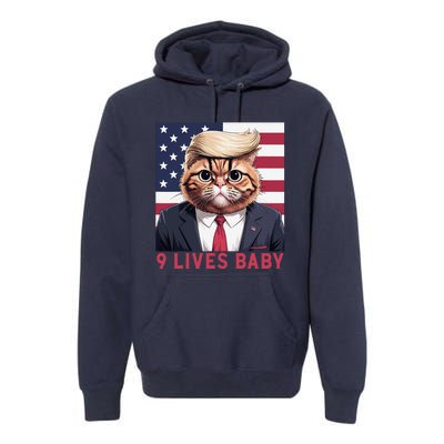 9 Lives Baby Funny Cat Trump Nine Lives Cat In Suite Premium Hoodie