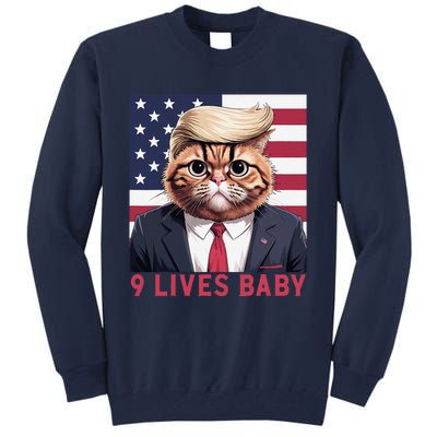 9 Lives Baby Funny Cat Trump Nine Lives Cat In Suite Tall Sweatshirt