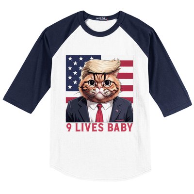 9 Lives Baby Funny Cat Trump Nine Lives Cat In Suite Baseball Sleeve Shirt