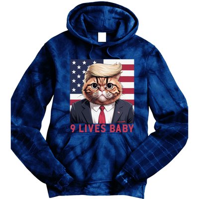 9 Lives Baby Funny Cat Trump Nine Lives Cat In Suite Tie Dye Hoodie