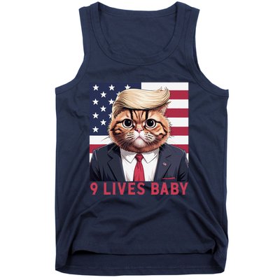 9 Lives Baby Funny Cat Trump Nine Lives Cat In Suite Tank Top