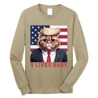 9 Lives Baby Funny Cat Trump Nine Lives Cat In Suite Long Sleeve Shirt