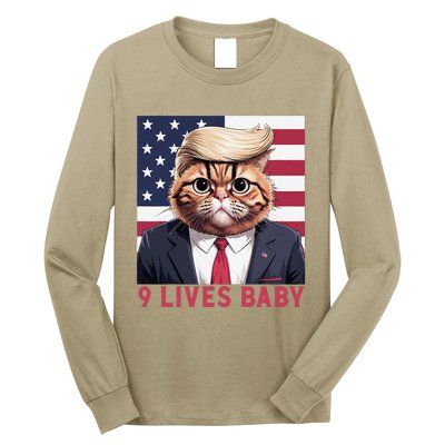 9 Lives Baby Funny Cat Trump Nine Lives Cat In Suite Long Sleeve Shirt