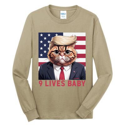 9 Lives Baby Funny Cat Trump Nine Lives Cat In Suite Tall Long Sleeve T-Shirt