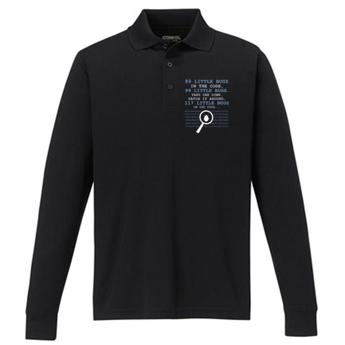 99 Little Bugs In The Code Performance Long Sleeve Polo