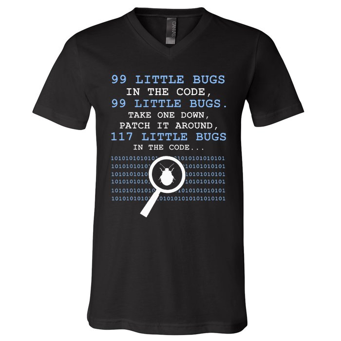 99 Little Bugs In The Code V-Neck T-Shirt