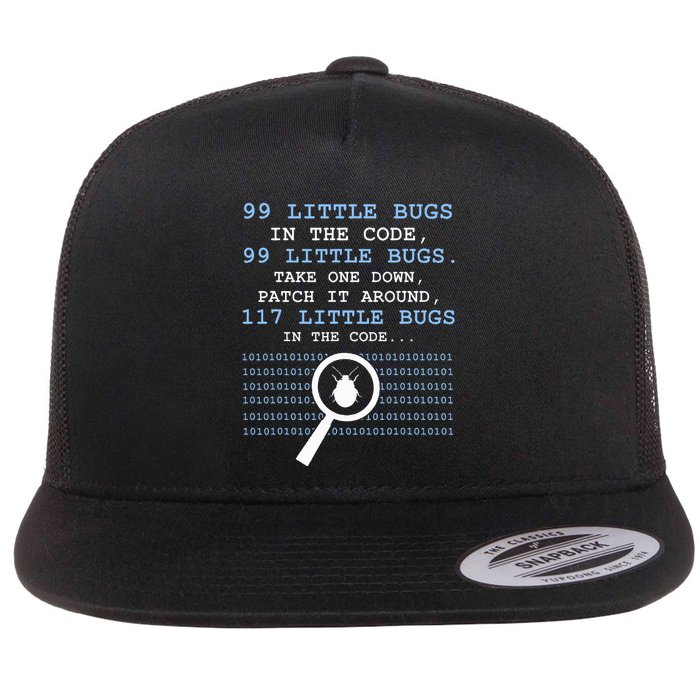 99 Little Bugs In The Code Flat Bill Trucker Hat