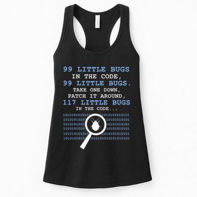 99 Little Bugs In The Code Women's Racerback Tank