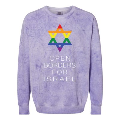 9Mmsmg Lgbtq Jewish Pride Open Borders For Israel Colorblast Crewneck Sweatshirt