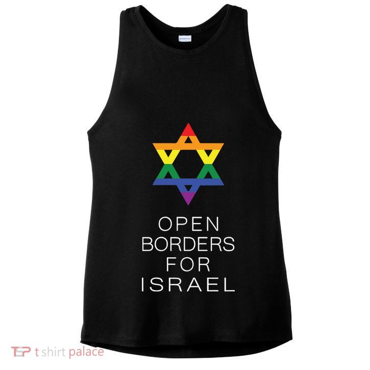 9Mmsmg Lgbtq Jewish Pride Open Borders For Israel Ladies PosiCharge Tri-Blend Wicking Tank