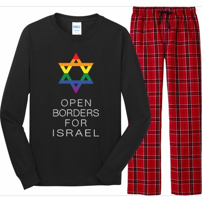 9Mmsmg Lgbtq Jewish Pride Open Borders For Israel Long Sleeve Pajama Set