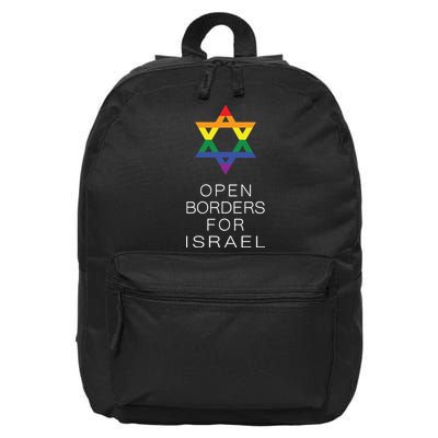 9Mmsmg Lgbtq Jewish Pride Open Borders For Israel 16 in Basic Backpack