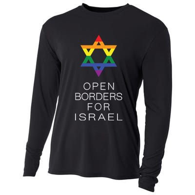 9Mmsmg Lgbtq Jewish Pride Open Borders For Israel Cooling Performance Long Sleeve Crew