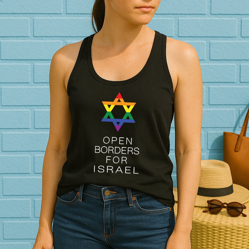 9Mmsmg Lgbtq Jewish Pride Open Borders For Israel Womens Tank Top
