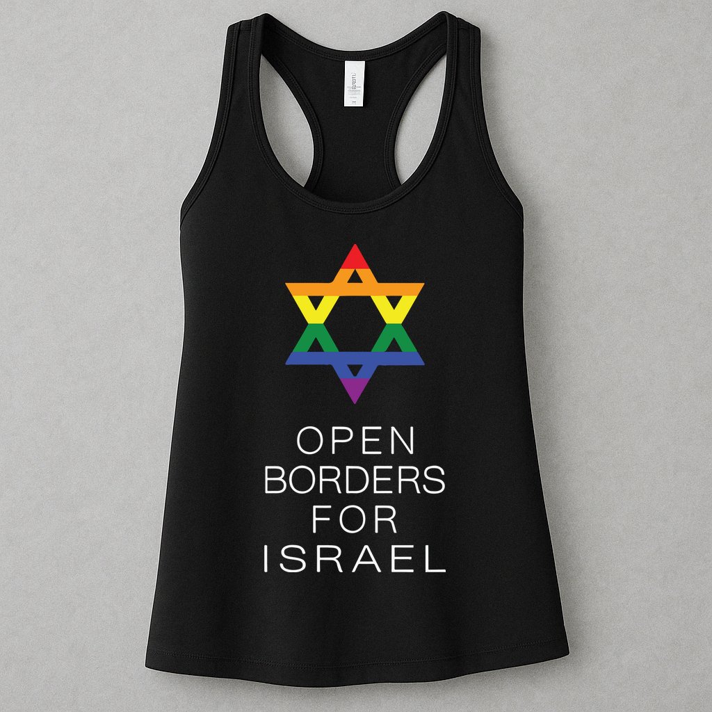 9Mmsmg Lgbtq Jewish Pride Open Borders For Israel Womens Tank Top