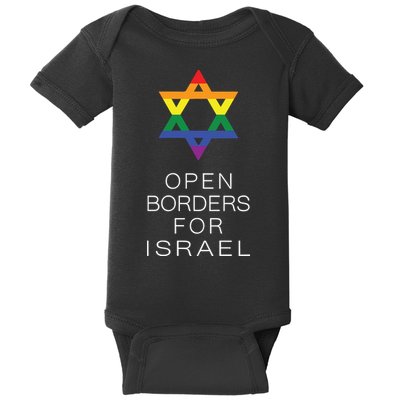9Mmsmg Lgbtq Jewish Pride Open Borders For Israel Baby Bodysuit