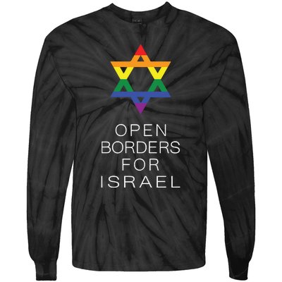 9Mmsmg Lgbtq Jewish Pride Open Borders For Israel Tie-Dye Long Sleeve Shirt