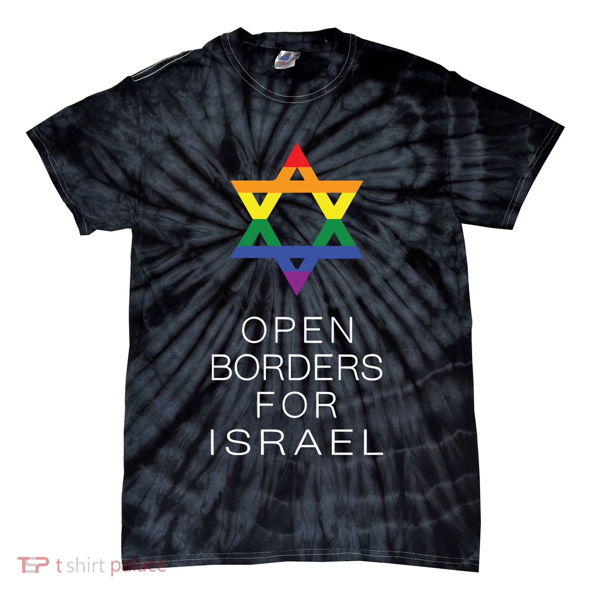 9Mmsmg Lgbtq Jewish Pride Open Borders For Israel Tie-Dye T-Shirt