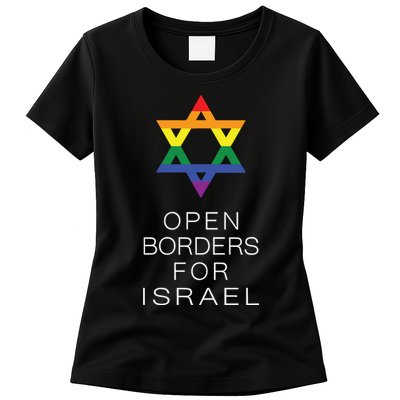 9Mmsmg Lgbtq Jewish Pride Open Borders For Israel Womens T-Shirt