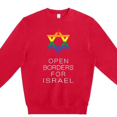 9Mmsmg Lgbtq Jewish Pride Open Borders For Israel Premium Crewneck Sweatshirt