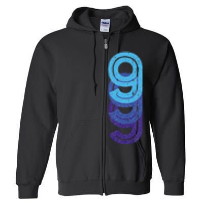 9 Lucky Number 9th Year Birthday Age Sports Team Full Zip Hoodie