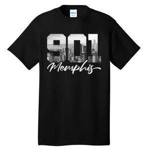 901 Memphis Area Code Tennessee Memphis City Skyline Tall T-Shirt