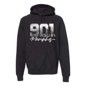 901 Memphis Area Code Tennessee Memphis City Skyline Premium Hoodie