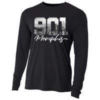 901 Memphis Area Code Tennessee Memphis City Skyline Cooling Performance Long Sleeve Crew