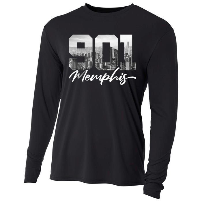 901 Memphis Area Code Tennessee Memphis City Skyline Cooling Performance Long Sleeve Crew