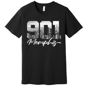 901 Memphis Area Code Tennessee Memphis City Skyline Premium T-Shirt