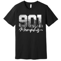 901 Memphis Area Code Tennessee Memphis City Skyline Premium T-Shirt