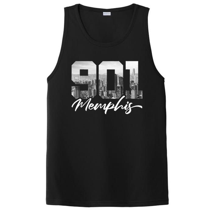 901 Memphis Area Code Tennessee Memphis City Skyline PosiCharge Competitor Tank