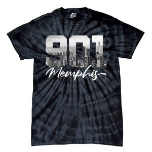 901 Memphis Area Code Tennessee Memphis City Skyline Tie-Dye T-Shirt