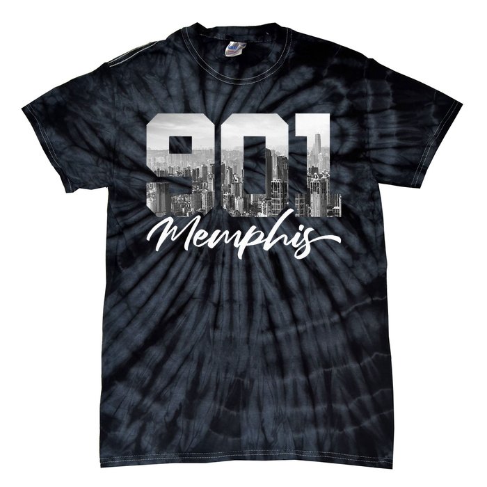 901 Memphis Area Code Tennessee Memphis City Skyline Tie-Dye T-Shirt