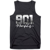 901 Memphis Area Code Tennessee Memphis City Skyline Tank Top