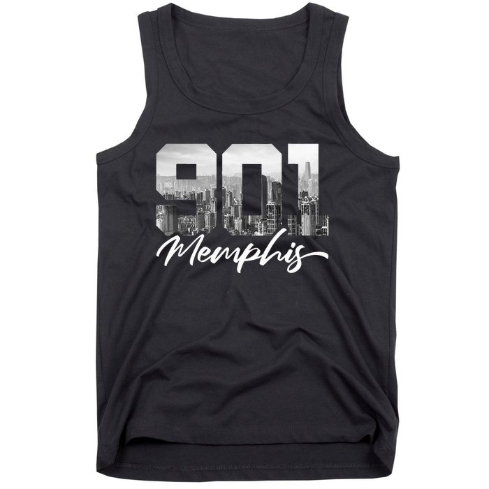 901 Memphis Area Code Tennessee Memphis City Skyline Tank Top