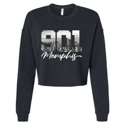 901 Memphis Area Code Tennessee Memphis City Skyline Cropped Pullover Crew