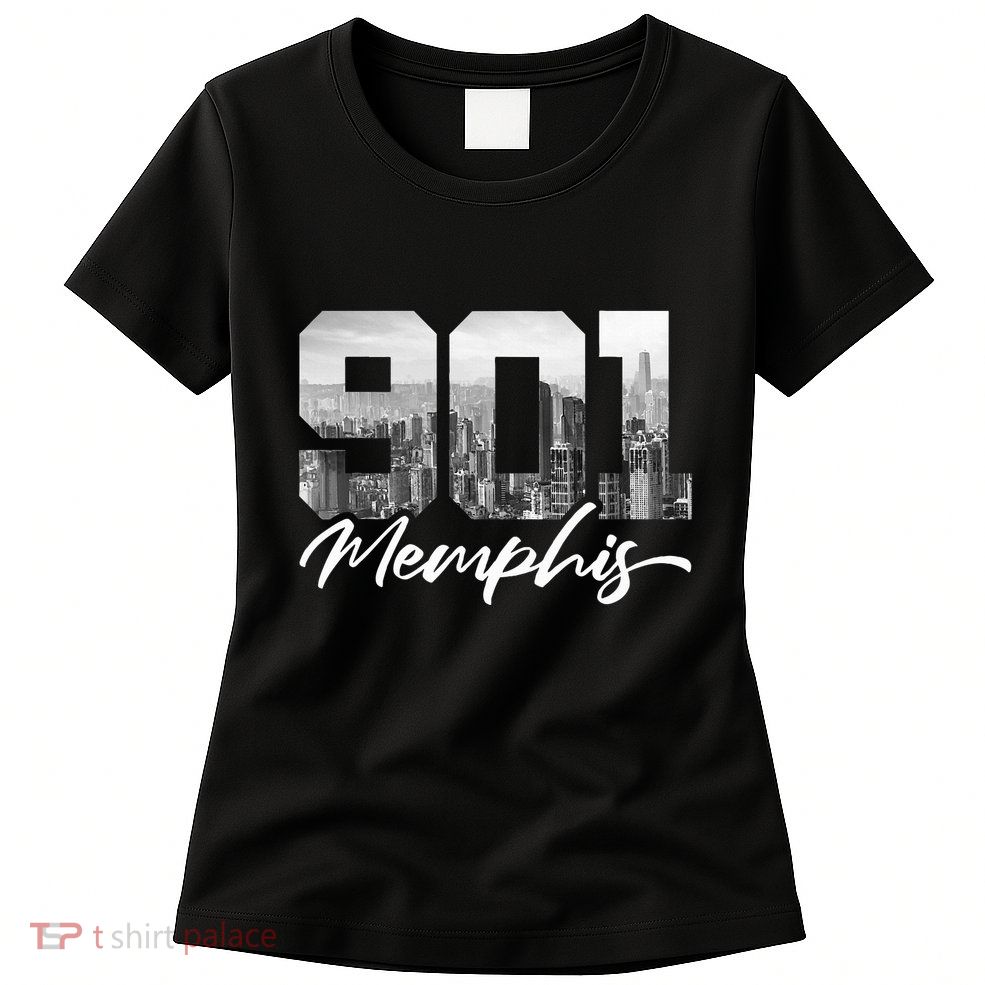 901 Memphis Area Code Tennessee Memphis City Skyline Womens T-Shirt