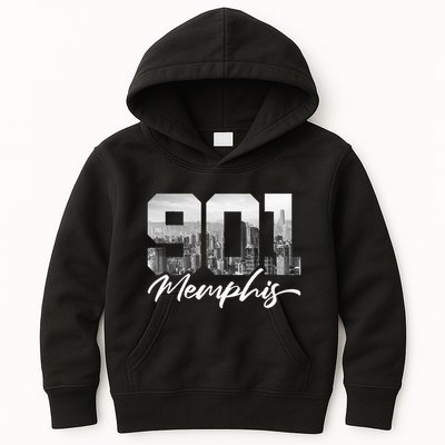 901 Memphis Area Code Tennessee Memphis City Skyline Kids Hoodie