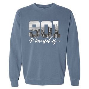 901 Memphis Area Code Tennessee Memphis City Skyline Garment-Dyed Sweatshirt