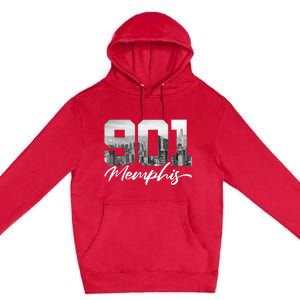 901 Memphis Area Code Tennessee Memphis City Skyline Premium Pullover Hoodie