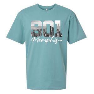 901 Memphis Area Code Tennessee Memphis City Skyline Sueded Cloud Jersey T-Shirt