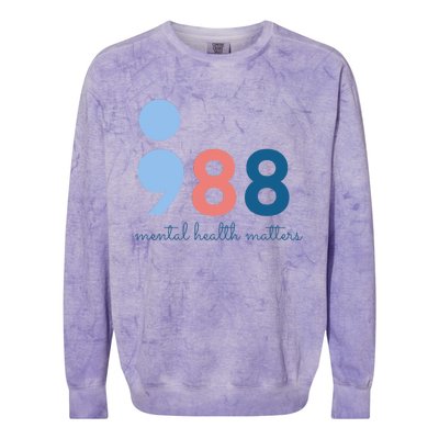 988 Mental Health Matters Suicide Prevention Awareness Colorblast Crewneck Sweatshirt