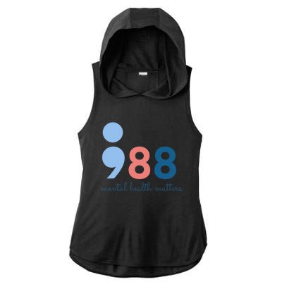 988 Mental Health Matters Suicide Prevention Awareness Ladies PosiCharge Tri-Blend Wicking Draft Hoodie Tank