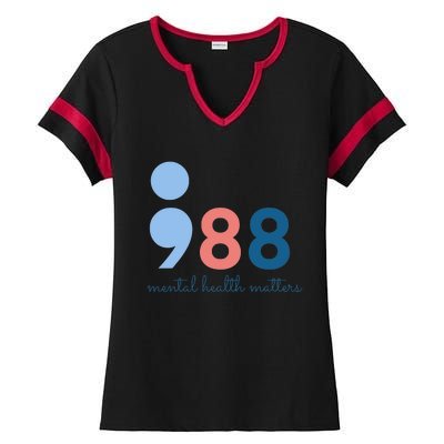 988 Mental Health Matters Suicide Prevention Awareness Ladies Halftime Notch Neck Tee