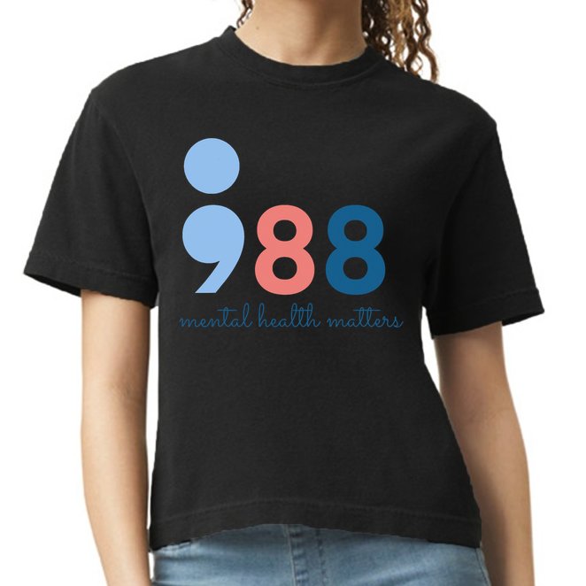 988 Mental Health Matters Suicide Prevention Awareness Comfort Colors Boxy T-Shirt